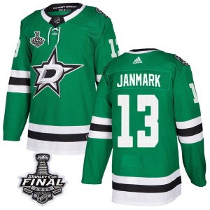 Youth Dallas Stars Mattias Janmark Adidas Authentic Home 2020 Stanley Cup Final Bound Jersey - Green