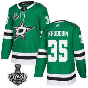 Youth Dallas Stars Anton Khudobin Adidas Authentic Home 2020 Stanley Cup Final Bound Jersey - Green