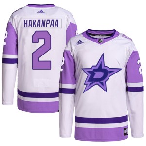 Youth Dallas Stars Jani Hakanpaa Adidas Authentic Hockey Fights Cancer Primegreen Jersey - White/Purple