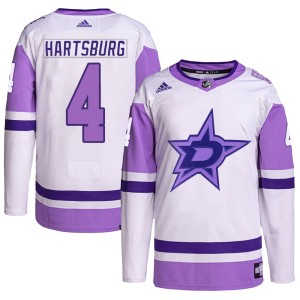 Youth Dallas Stars Craig Hartsburg Adidas Authentic Hockey Fights Cancer Primegreen Jersey - White/Purple