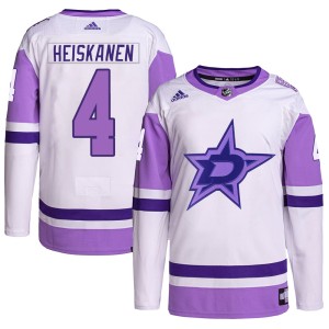 Youth Dallas Stars Miro Heiskanen Adidas Authentic Hockey Fights Cancer Primegreen Jersey - White/Purple