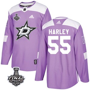Youth Dallas Stars Thomas Harley Adidas Authentic Fights Cancer Practice 2020 Stanley Cup Final Bound Jersey - Purple