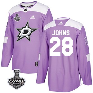 Youth Dallas Stars Stephen Johns Adidas Authentic Fights Cancer Practice 2020 Stanley Cup Final Bound Jersey - Purple