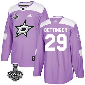 Youth Dallas Stars Jake Oettinger Adidas Authentic Fights Cancer Practice 2020 Stanley Cup Final Bound Jersey - Purple