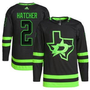 Youth Dallas Stars Derian Hatcher Adidas Authentic Alternate Primegreen Pro Jersey - Black
