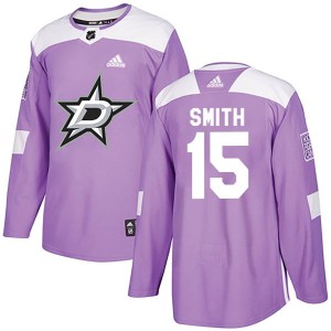 Men's Dallas Stars Craig Smith Adidas Authentic Fights Cancer Practice Jersey - Purple