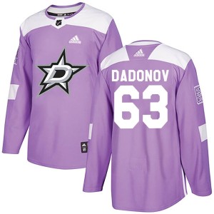 Men's Dallas Stars Evgenii Dadonov Adidas Authentic Fights Cancer Practice Jersey - Purple