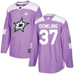 Men's Dallas Stars Justin Dowling Adidas Authentic Fights Cancer Practice Jersey - Purple