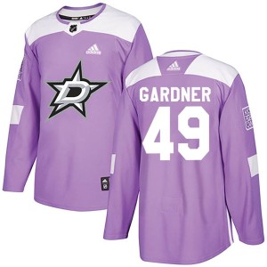 Men's Dallas Stars Rhett Gardner Adidas Authentic Fights Cancer Practice Jersey - Purple