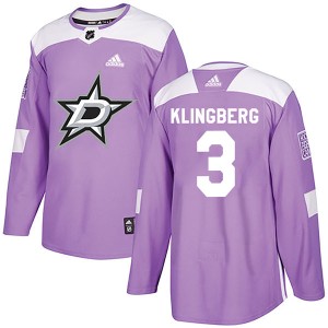Men's Dallas Stars John Klingberg Adidas Authentic Fights Cancer Practice Jersey - Purple