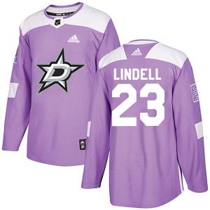 Men's Dallas Stars Esa Lindell Adidas Authentic Fights Cancer Practice Jersey - Purple