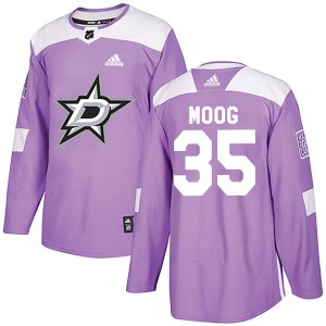 Men's Dallas Stars Andy Moog Adidas Authentic Fights Cancer Practice Jersey - Purple