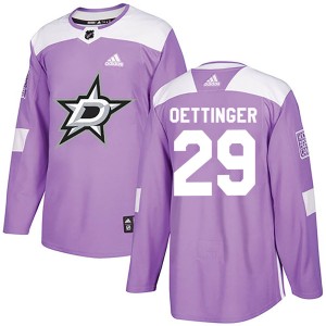 Men's Dallas Stars Jake Oettinger Adidas Authentic ized Fights Cancer Practice Jersey - Purple