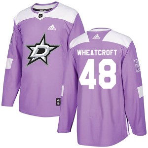 Men's Dallas Stars Chase Wheatcroft Adidas Authentic Fights Cancer Practice Jersey - Purple