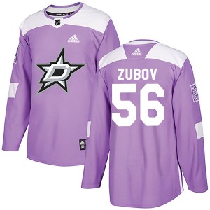 Men's Dallas Stars Sergei Zubov Adidas Authentic Fights Cancer Practice Jersey - Purple