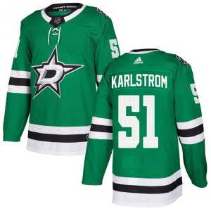 Men's Dallas Stars Fredrik Karlstrom Adidas Authentic Home Jersey - Green