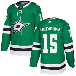 Men's Dallas Stars Jamie Langenbrunner Adidas Authentic Home Jersey - Green