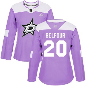 Women's Dallas Stars Ed Belfour Adidas Authentic Fights Cancer Practice Jersey - Purple