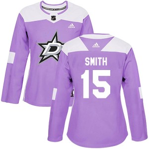 Women's Dallas Stars Craig Smith Adidas Authentic Fights Cancer Practice Jersey - Purple