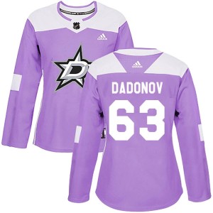 Women's Dallas Stars Evgenii Dadonov Adidas Authentic Fights Cancer Practice Jersey - Purple