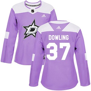 Women's Dallas Stars Justin Dowling Adidas Authentic Fights Cancer Practice Jersey - Purple