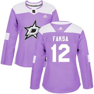 Women's Dallas Stars Radek Faksa Adidas Authentic Fights Cancer Practice Jersey - Purple