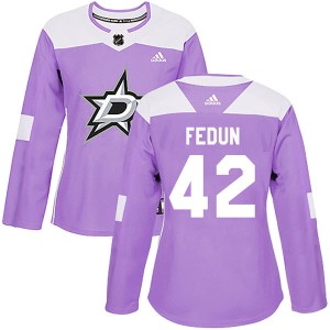 Women's Dallas Stars Taylor Fedun Adidas Authentic Fights Cancer Practice Jersey - Purple