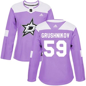 Women's Dallas Stars Artem Grushnikov Adidas Authentic Fights Cancer Practice Jersey - Purple
