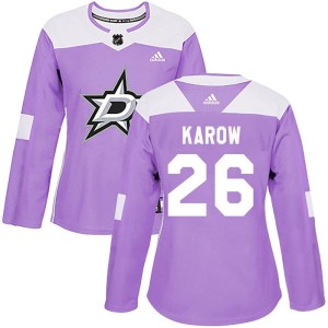 Women's Dallas Stars Michael Karow Adidas Authentic Fights Cancer Practice Jersey - Purple