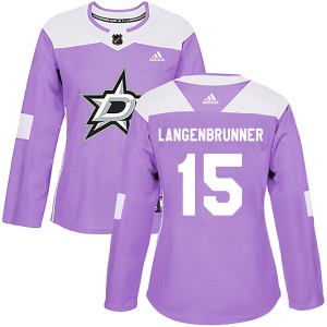 Women's Dallas Stars Jamie Langenbrunner Adidas Authentic Fights Cancer Practice Jersey - Purple