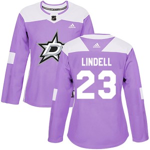 Women's Dallas Stars Esa Lindell Adidas Authentic Fights Cancer Practice Jersey - Purple