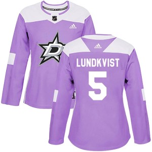 Women's Dallas Stars Nils Lundkvist Adidas Authentic Fights Cancer Practice Jersey - Purple