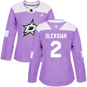 Women's Dallas Stars Jamie Oleksiak Adidas Authentic Fights Cancer Practice Jersey - Purple