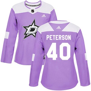 Women's Dallas Stars Jacob Peterson Adidas Authentic Fights Cancer Practice Jersey - Purple