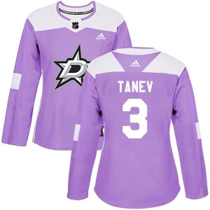 Women's Dallas Stars Chris Tanev Adidas Authentic Fights Cancer Practice Jersey - Purple