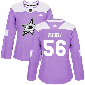 Women's Dallas Stars Sergei Zubov Adidas Authentic Fights Cancer Practice Jersey - Purple