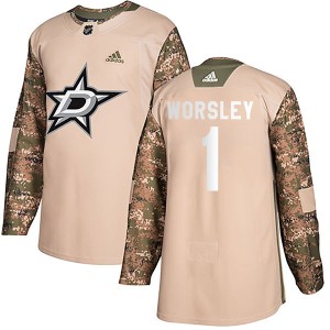 Youth Dallas Stars Gump Worsley Adidas Authentic Veterans Day Practice Jersey - Camo