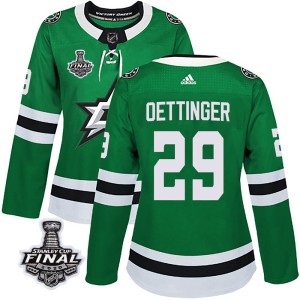 Women's Dallas Stars Jake Oettinger Adidas Authentic Home 2020 Stanley Cup Final Bound Jersey - Green