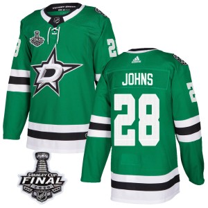 Men's Dallas Stars Stephen Johns Adidas Authentic Home 2020 Stanley Cup Final Bound Jersey - Green