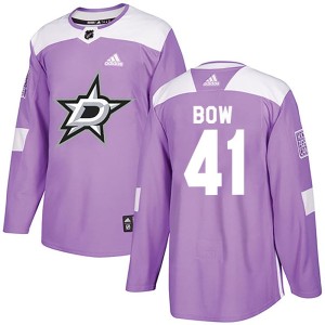 Youth Dallas Stars Landon Bow Adidas Authentic Fights Cancer Practice Jersey - Purple