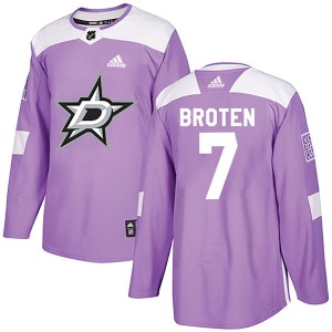 Youth Dallas Stars Neal Broten Adidas Authentic Fights Cancer Practice Jersey - Purple