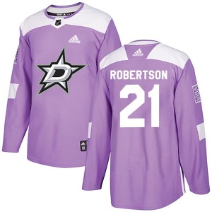 Youth Dallas Stars Jason Robertson Adidas Authentic Fights Cancer Practice Jersey - Purple