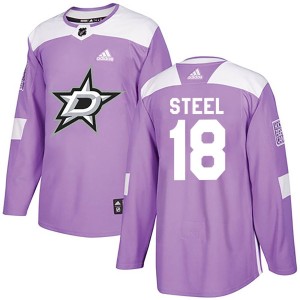 Youth Dallas Stars Sam Steel Adidas Authentic Fights Cancer Practice Jersey - Purple