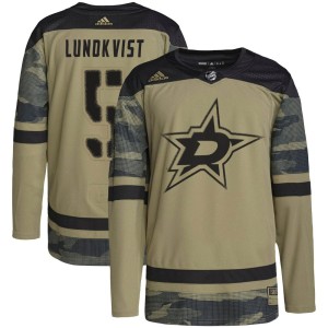 Youth Dallas Stars Nils Lundkvist Adidas Authentic Military Appreciation Practice Jersey - Camo