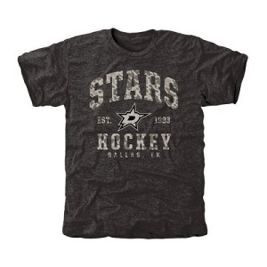 Men's Dallas Stars Camo Stack Tri-Blend T-Shirt - Black