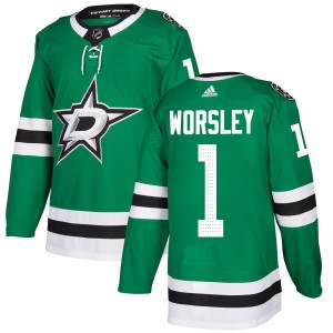 Men's Dallas Stars Gump Worsley Adidas Authentic Kelly Jersey - Green