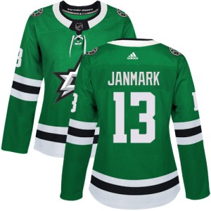 Women's Dallas Stars Mattias Janmark Adidas Authentic Home Jersey - Green