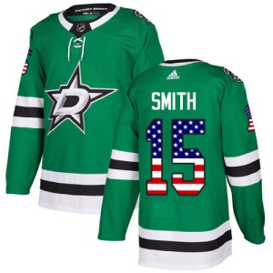 Men's Dallas Stars Bobby Smith Adidas Authentic USA Flag Fashion Jersey - Green