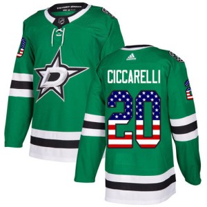Men's Dallas Stars Dino Ciccarelli Adidas Authentic USA Flag Fashion Jersey - Green