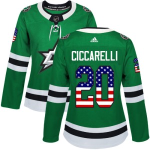 Women's Dallas Stars Dino Ciccarelli Adidas Authentic USA Flag Fashion Jersey - Green